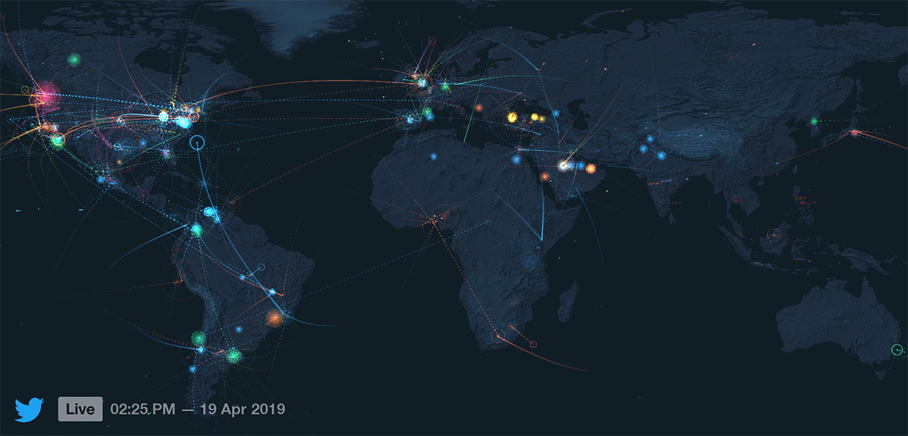 Location visualization of the twitter universe
